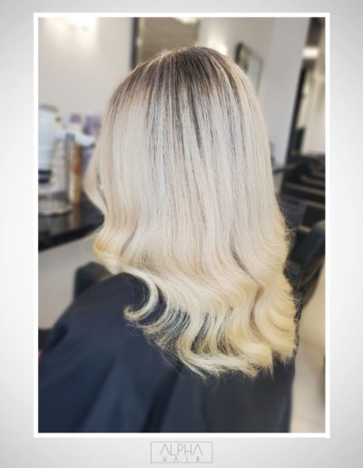 Stunning blonde makeover with natural regrowth at Alpha Hair Studio in Cork City