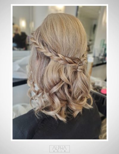 Elegant blonde bridal hair created by Alpha Hair Studio in Turners Cross, Cork City