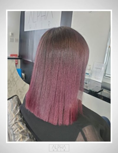 Striking purple balayage at Alpha Hair Studio in Cork City