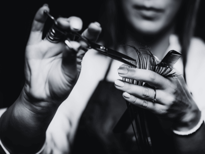 Professional hair curling and styling service at Alpha Hair Studio.