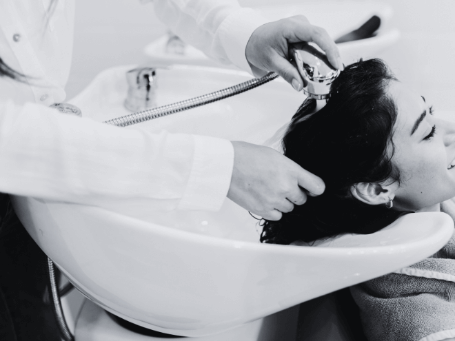 Relaxing hair wash and scalp treatment at Alpha Hair Studio in Cork City.